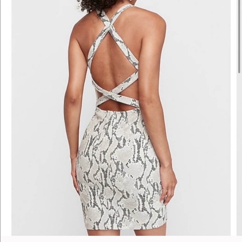 NWT Express White Snake skin Backless Dress